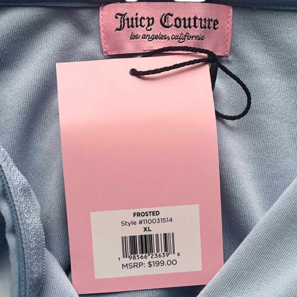 NWT ⚜️🩵⚜️ Juicy Couture Retro Velour Tracksuit Women XL Frosted Blue - Picture 10 of 11